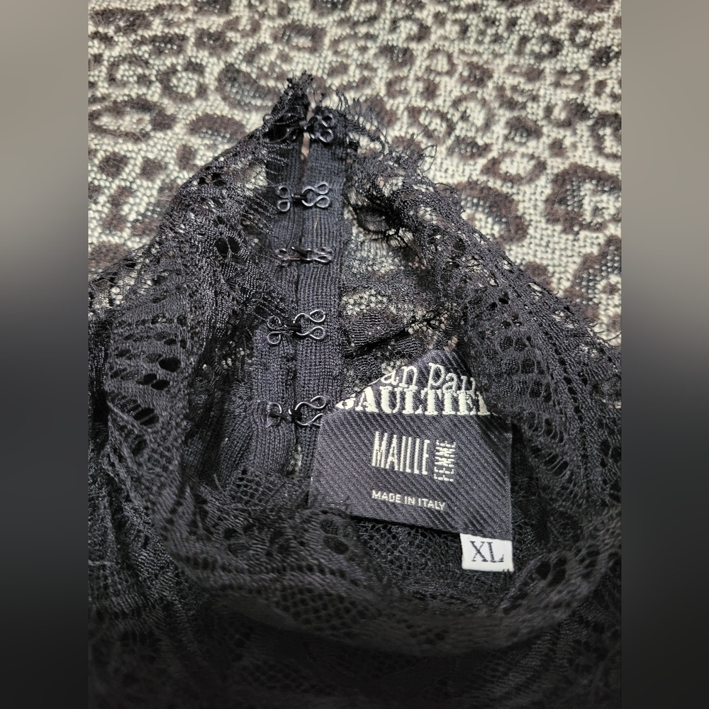 Rare Vintage Jean Paul Gaultier Black Lace Turtleneck Top - Picture 3 of 3